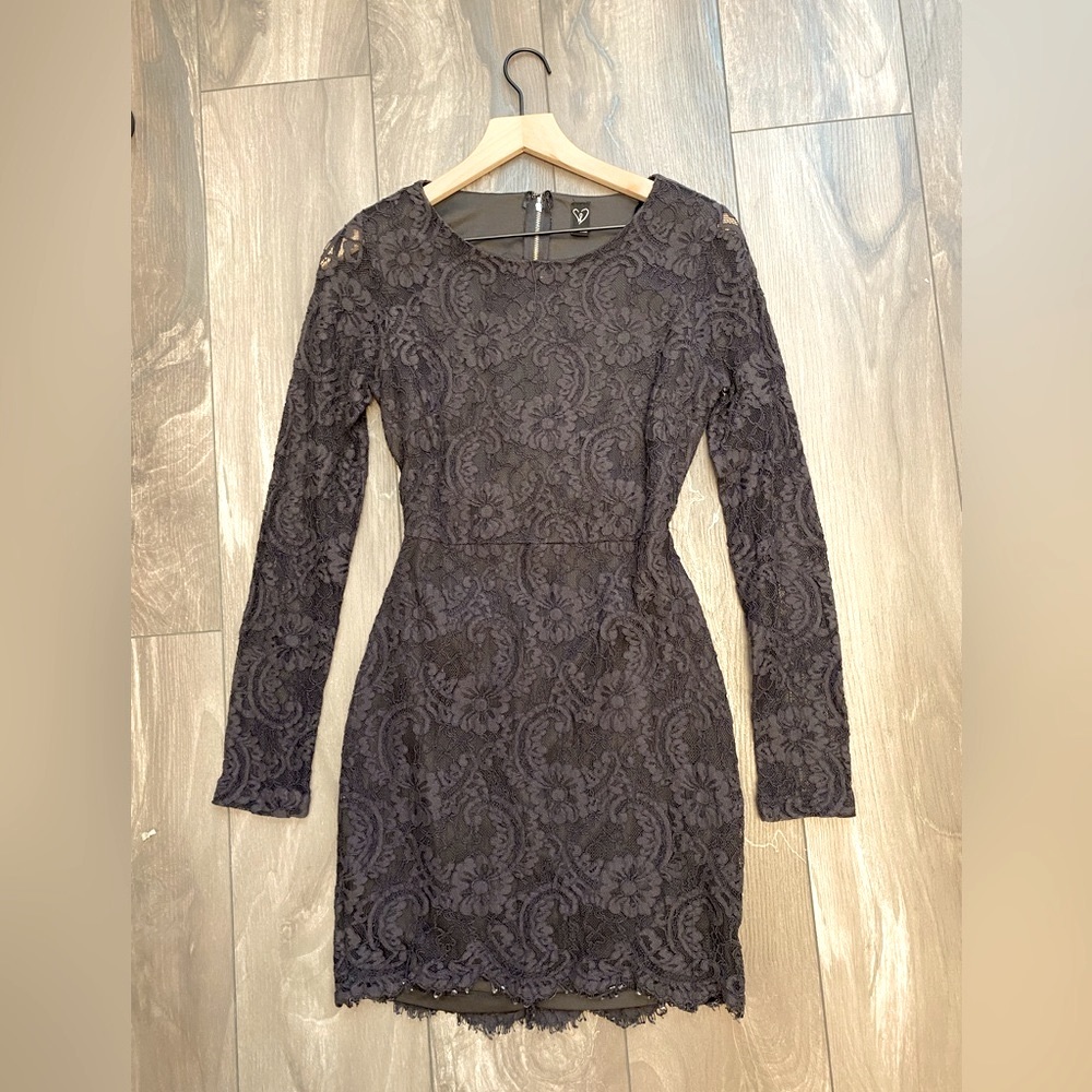 Windsor | Long Sleeve Lace Black Dress | Flattering Open Back Detail | S |